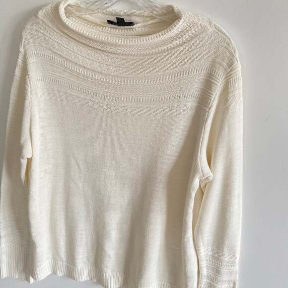 Sympli Canada Women’s Cream Rollneck Textured Pullover Sweater - Picture 2 of 5